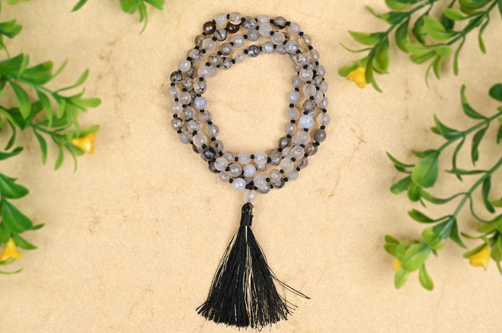Smoky Quartz (Agate) Faceted Mala