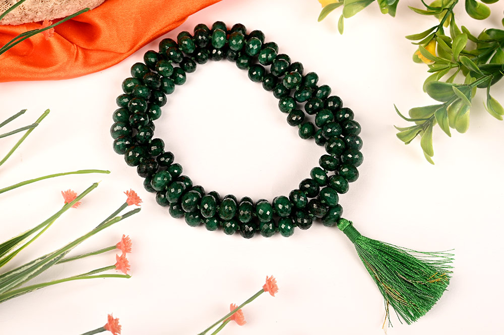 Green Emerald Beads Mala