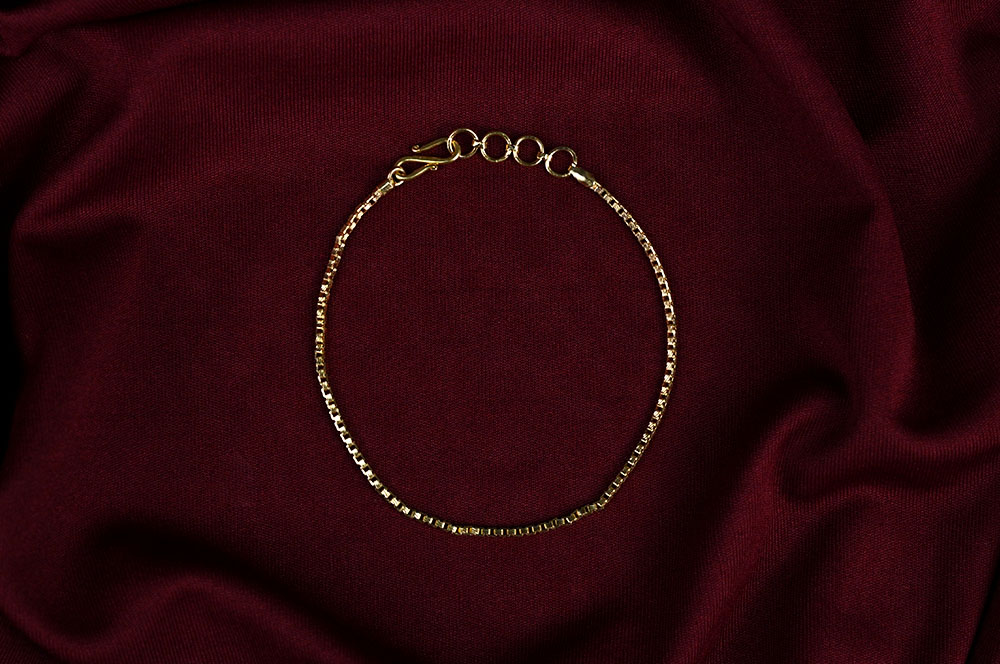 22K Gold Box Chain Bracelet