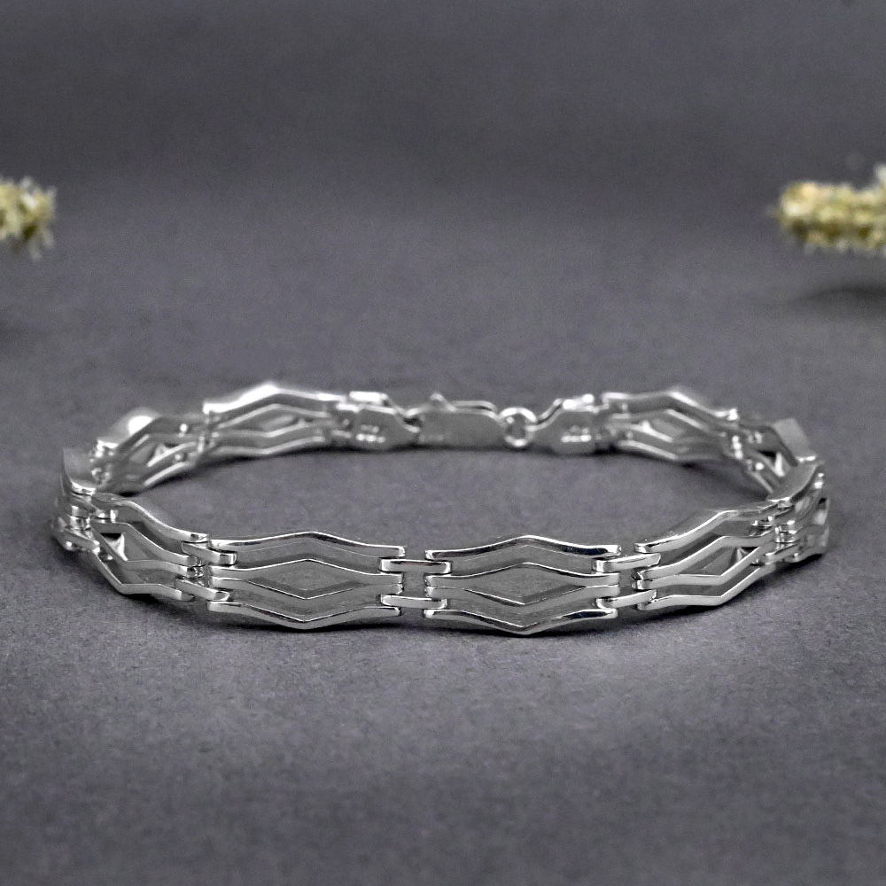 Square Link 925 Silver Chain Bracelet