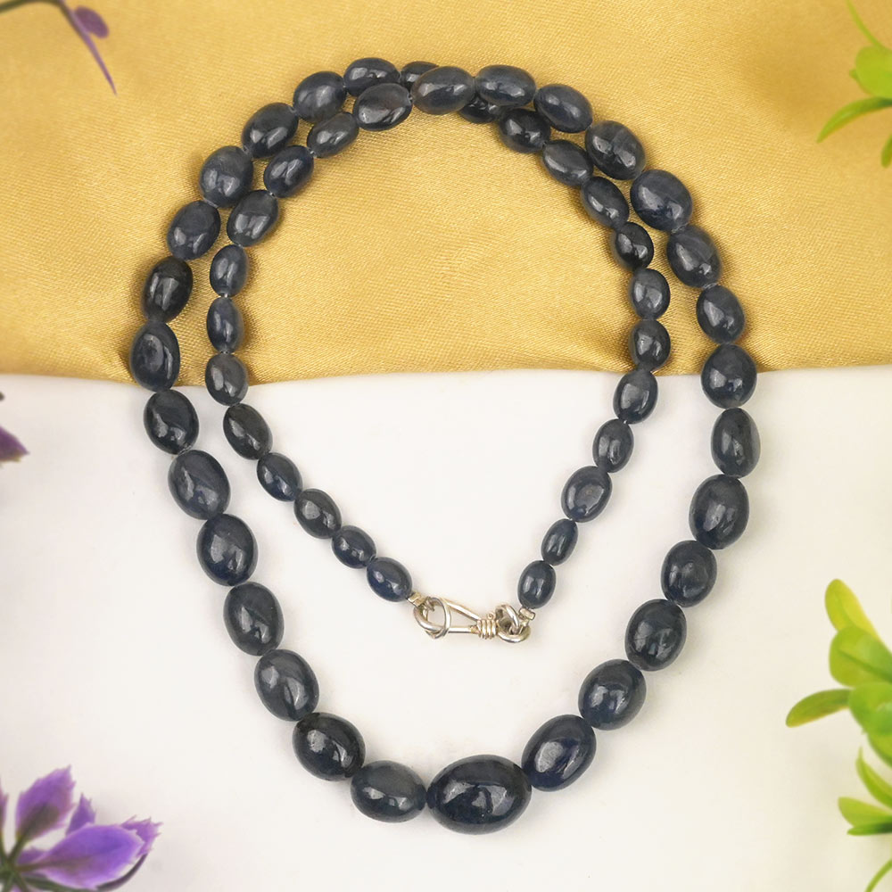 Blue Sapphire Oval Necklace
