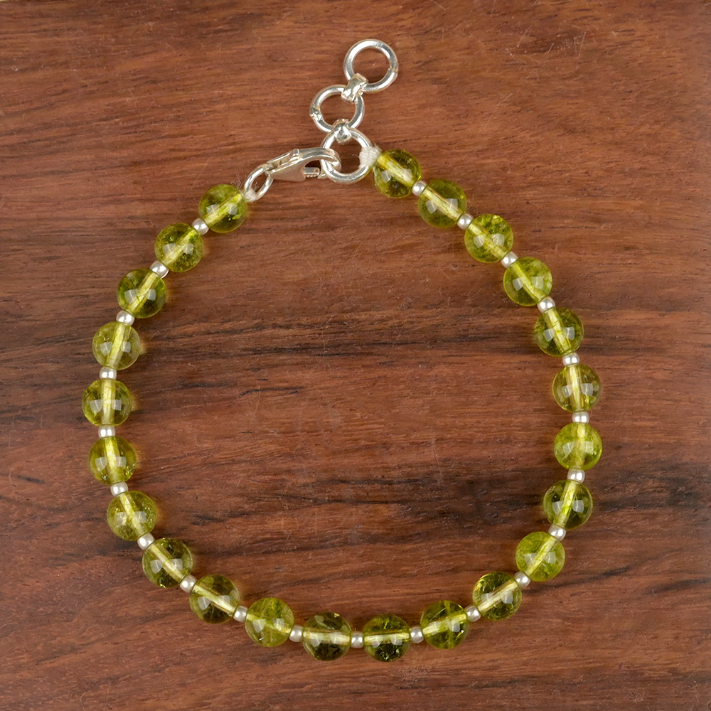 Peridot 925 Silver Ball Bracelet