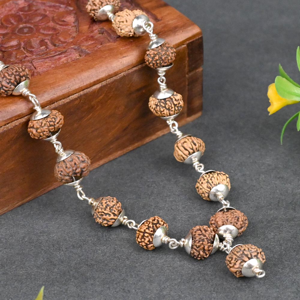 12 Mukhi Surya Radiance 925 Silver Plain Caps Mala