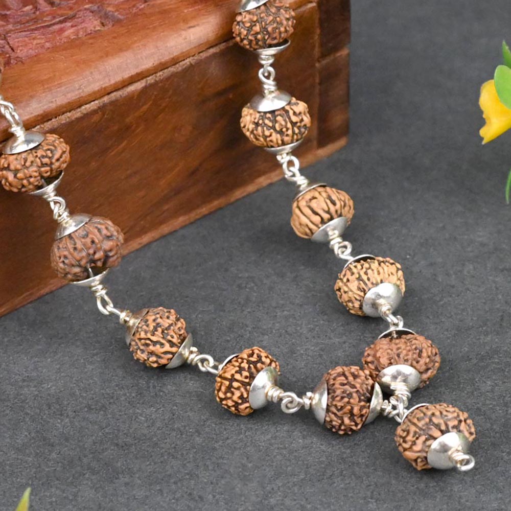 12 Mukhi Surya Radiance 925 Silver Plain Caps Mala