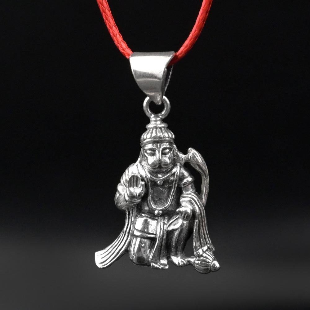 Blessing Hanuman in Sitting Pose 925 Silver Pendant