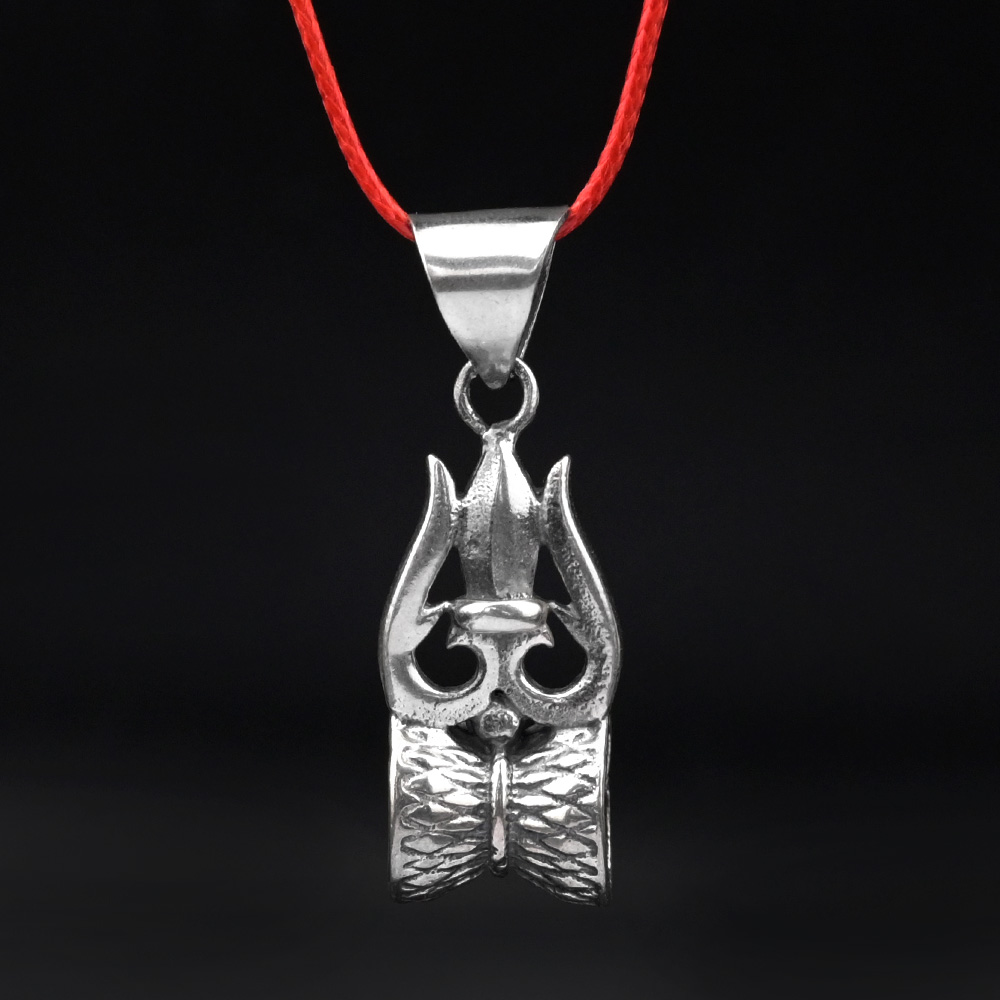 Designer Trishul Damru 925 Silver Pendant
