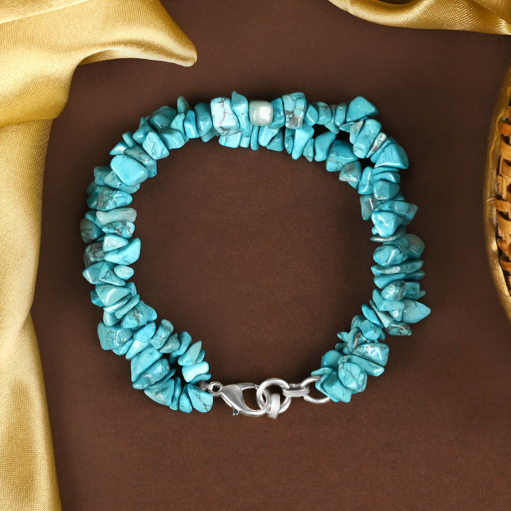 Turquoise Double Turn Uncut Beads Bracelet