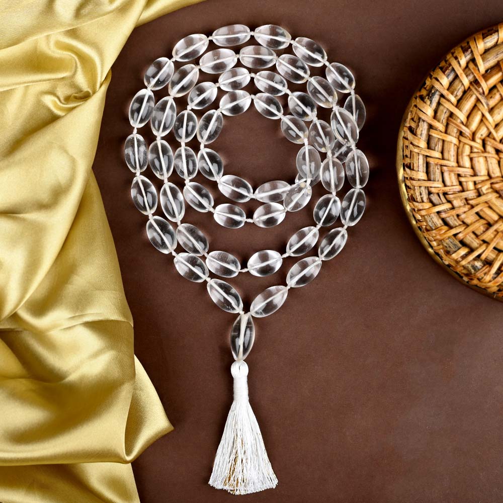 Sphatik Lingam Shaped Beads Mala