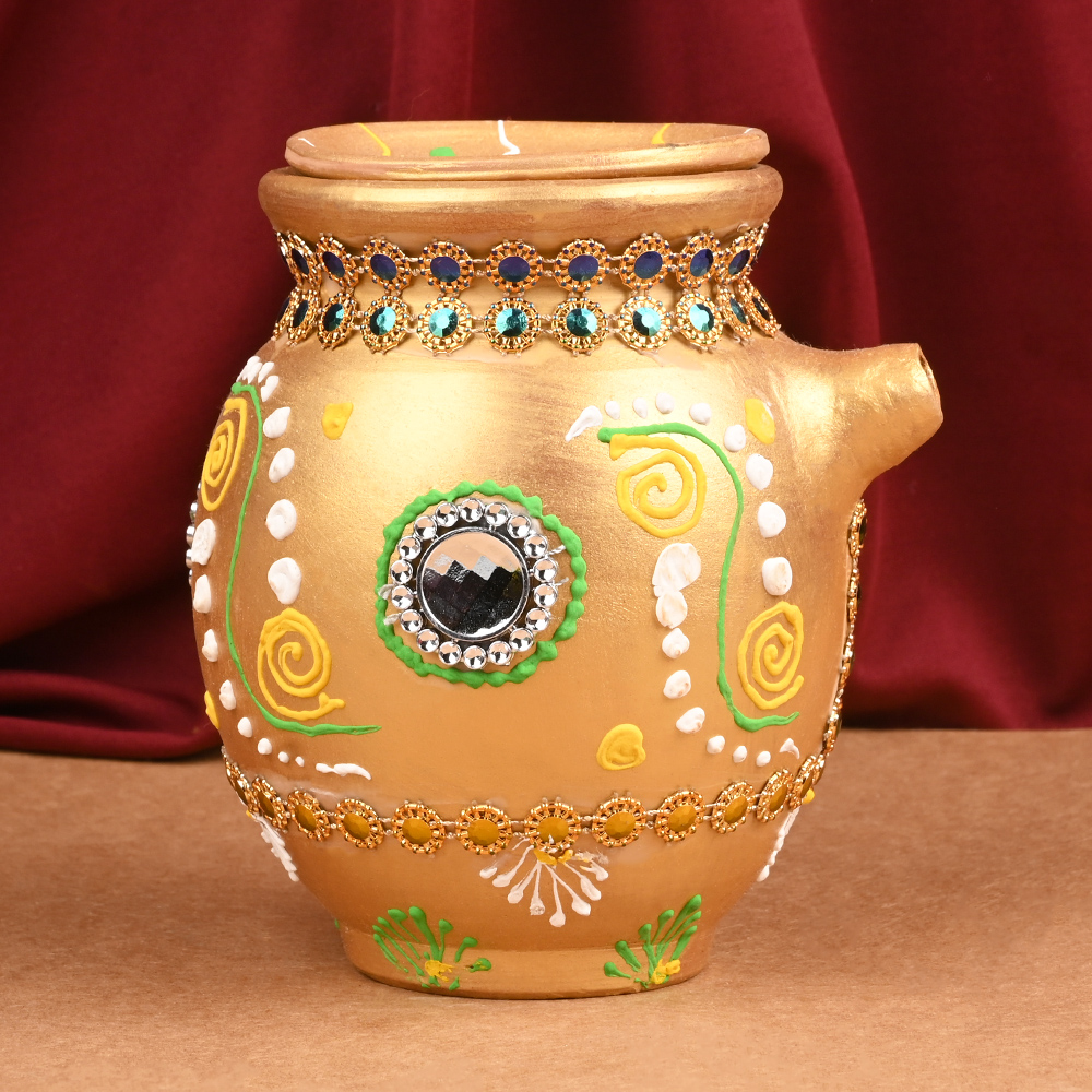 Buy Decorated Karwa Chauth Puja Kalash from Rudra Centre (Rudraksha Ratna) at reasonable prices.