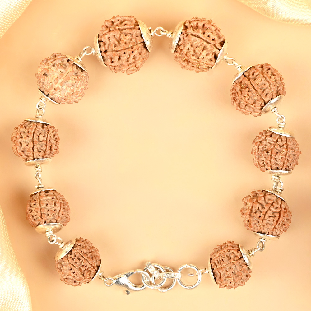9 Mukhi Nepali Silver Caps Bracelet (Extra Small Beads)