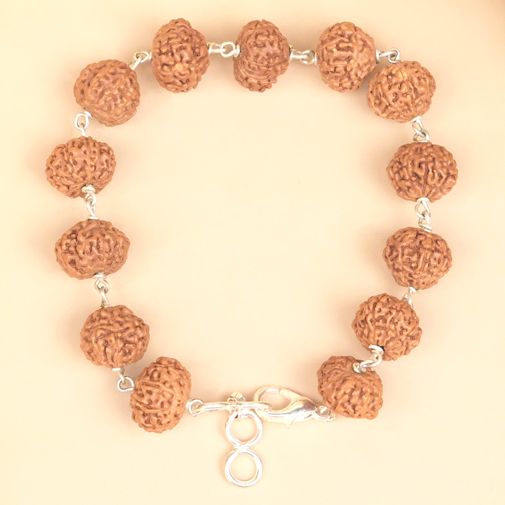 10 Mukhi Rudraksha Silver Wire Bracelet