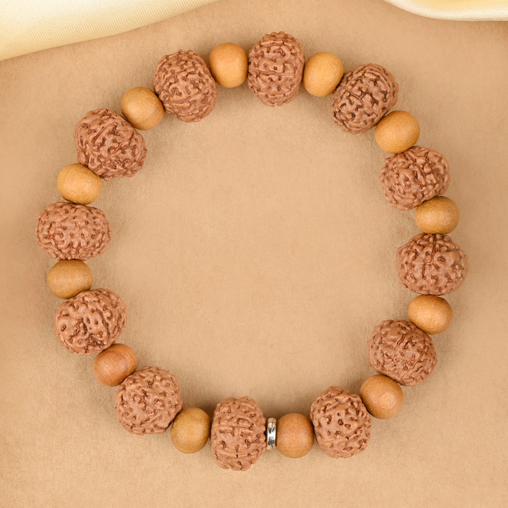 8 Mukhi Rudraksha x White Sandalwood Bracelet