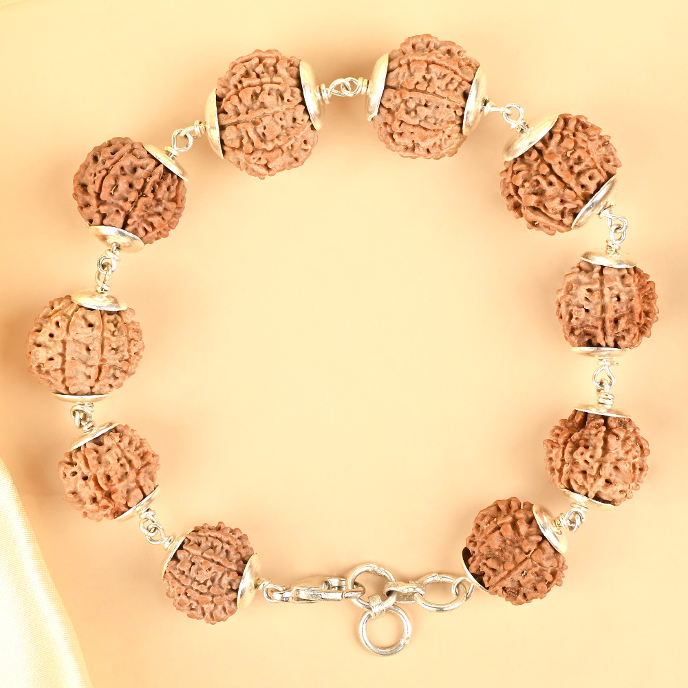 8 Mukhi Nepali Silver Caps Bracelet (Extra Small Beads)