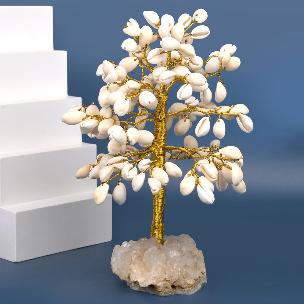 Natural Gomati Chakra x White Quartz Base Tree