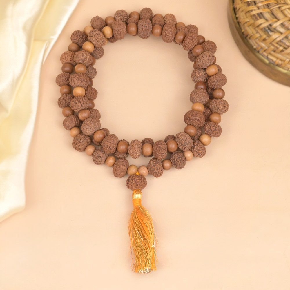 9 Mukhi Rudraksha x Sandalwood Mala