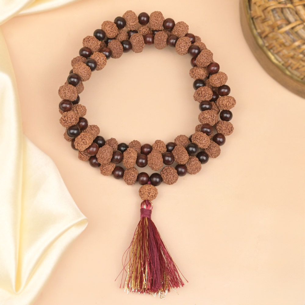 9 Mukhi Rudraksha x Red Sandalwood Mala