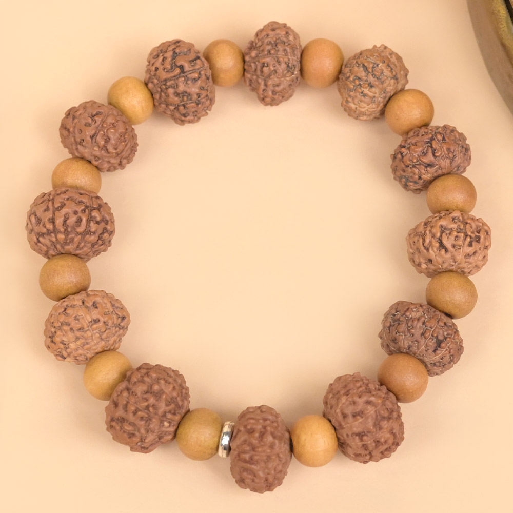 9 Mukhi Rudraksha x White Sandalwood Bracelet