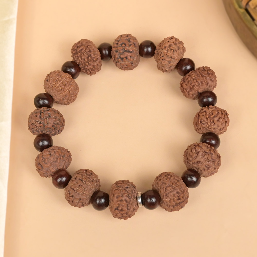 9 Mukhi Rudraksha x Red Sandalwood Bracelet