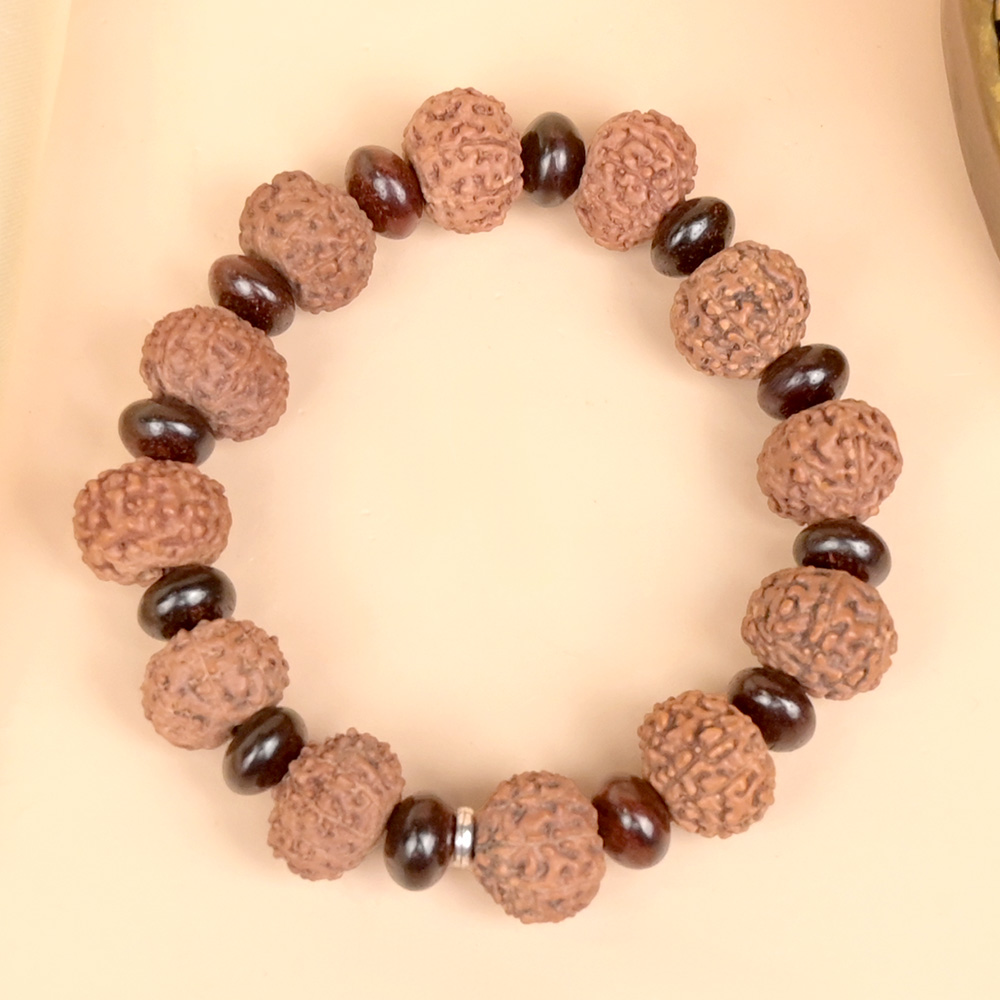9 Mukhi x Red Sandalwood Elliptical Bracelet