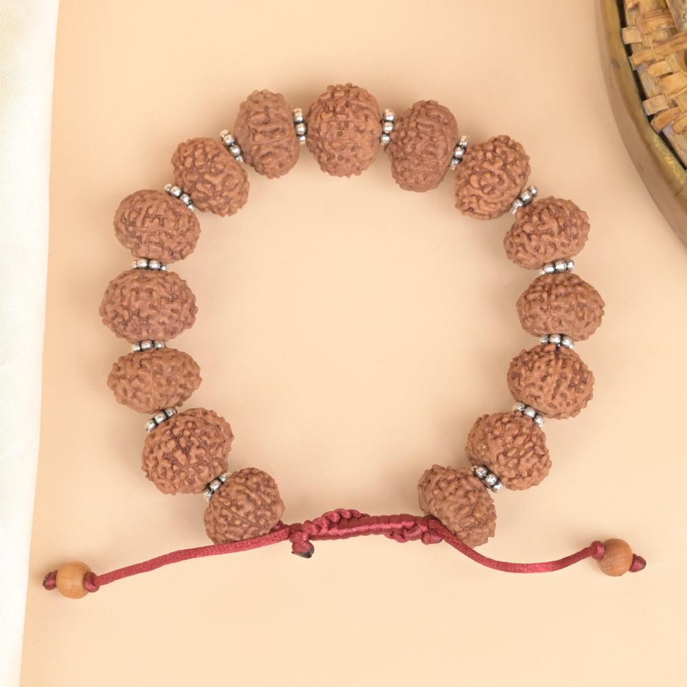 9 Mukhi Rudraksha Silver Chakri Bracelet