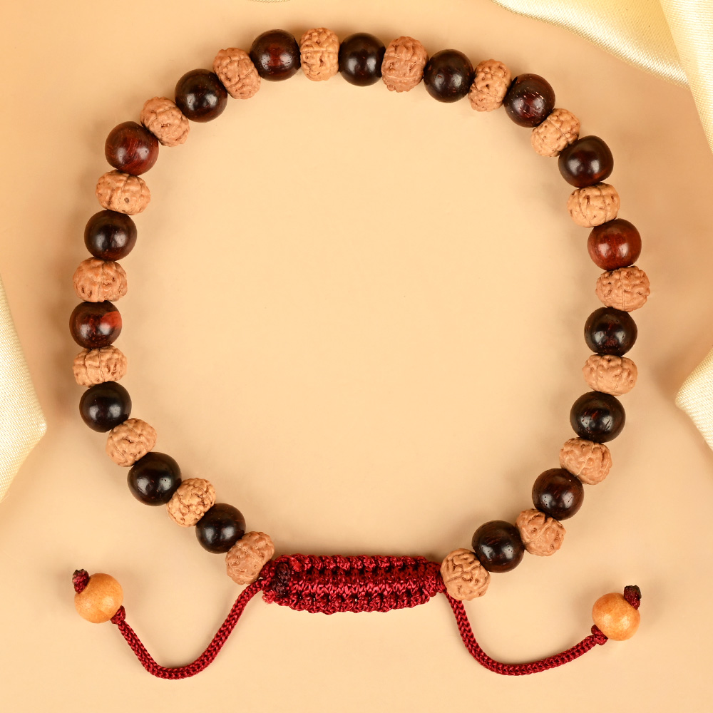 Premium 7 Mukhi x Red Sandalwood Adjustable Bracelet