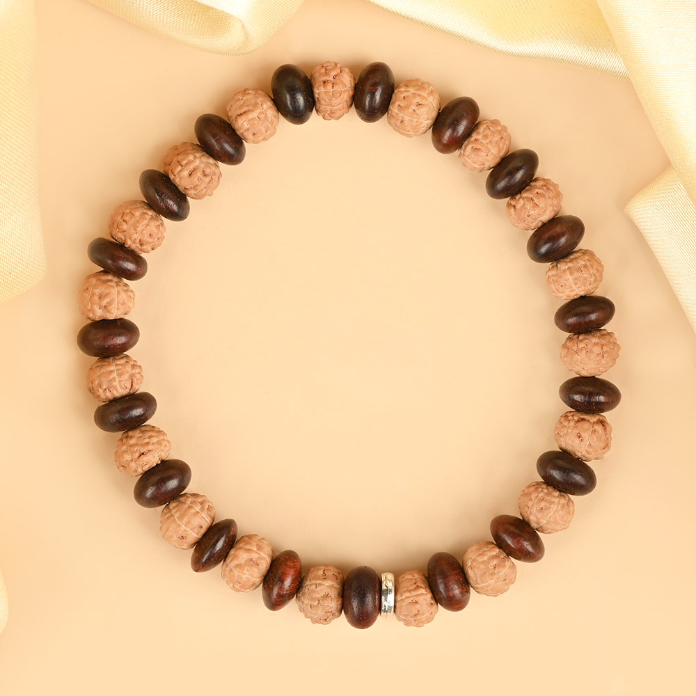 Premium 7 Mukhi x Red Sandalwood Elliptical Bracelet
