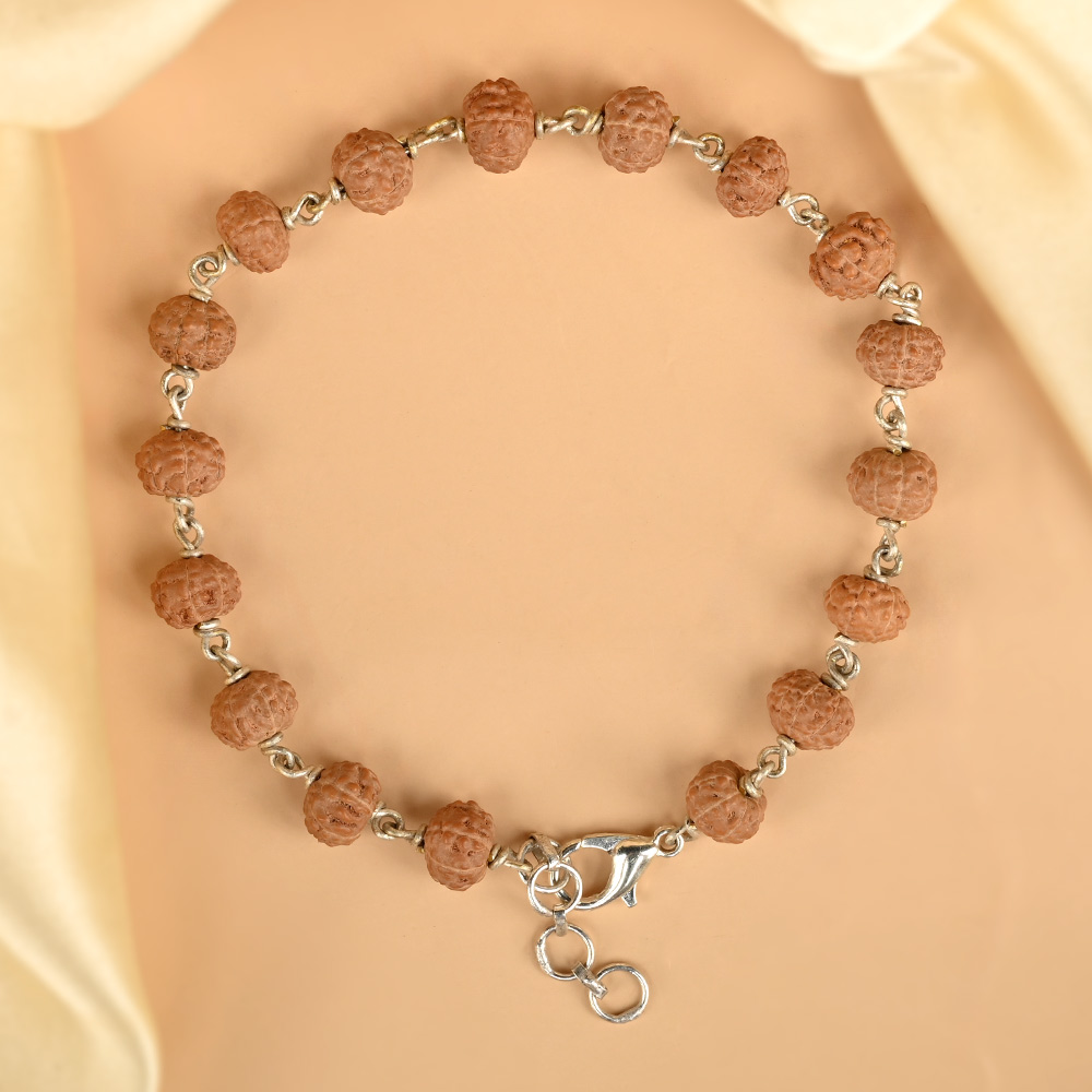Premium 7 Mukhi Rudraksha Silver Wire Bracelet