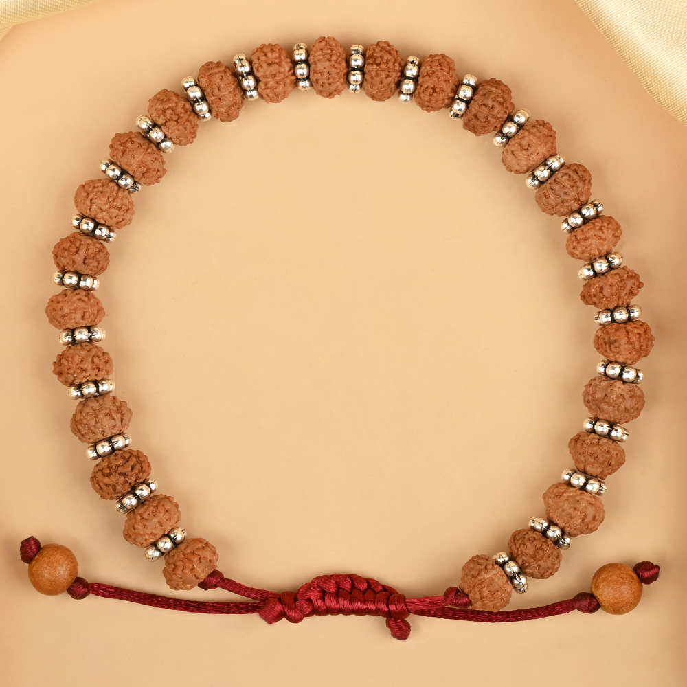 7 Mukhi Rudraksha Silver Chakri Bracelet