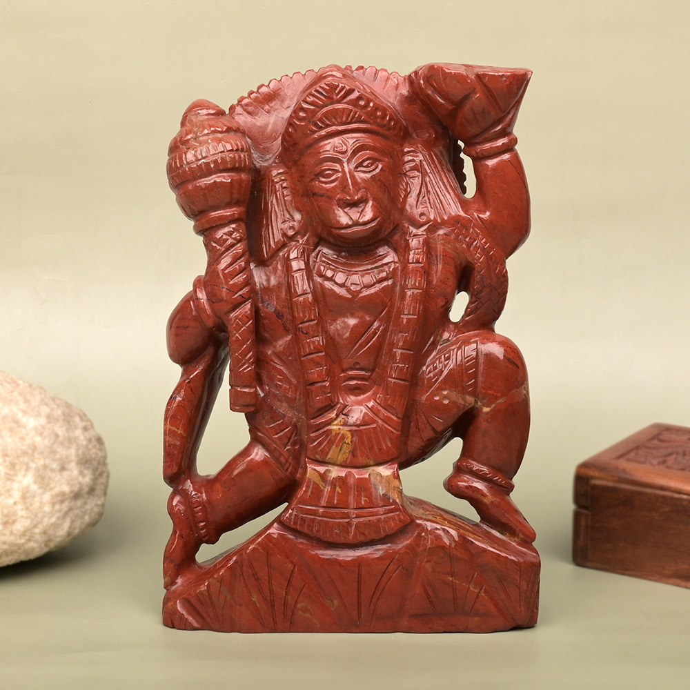 Red Jasper Hanuman Idol - 1.061 Kgs