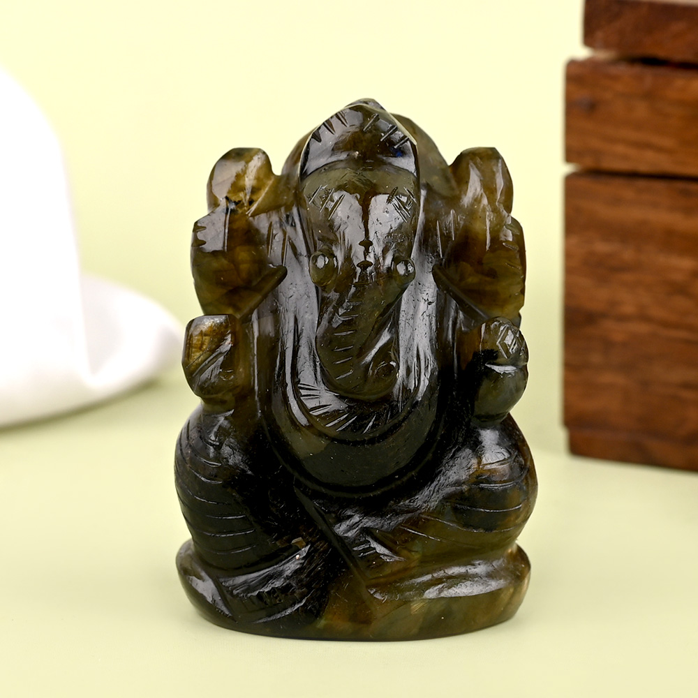 Labradorite Ganesha Idol