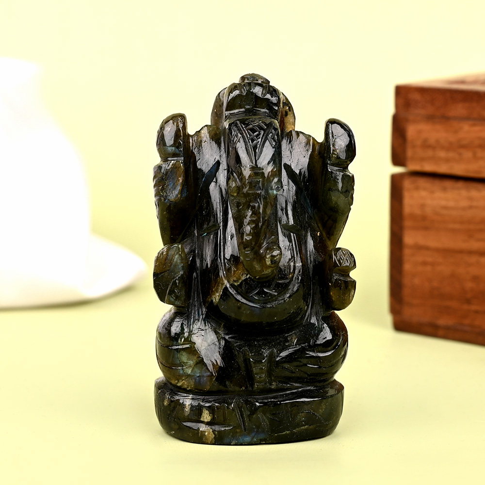 Labradorite Ganesha Idol - 93 gms