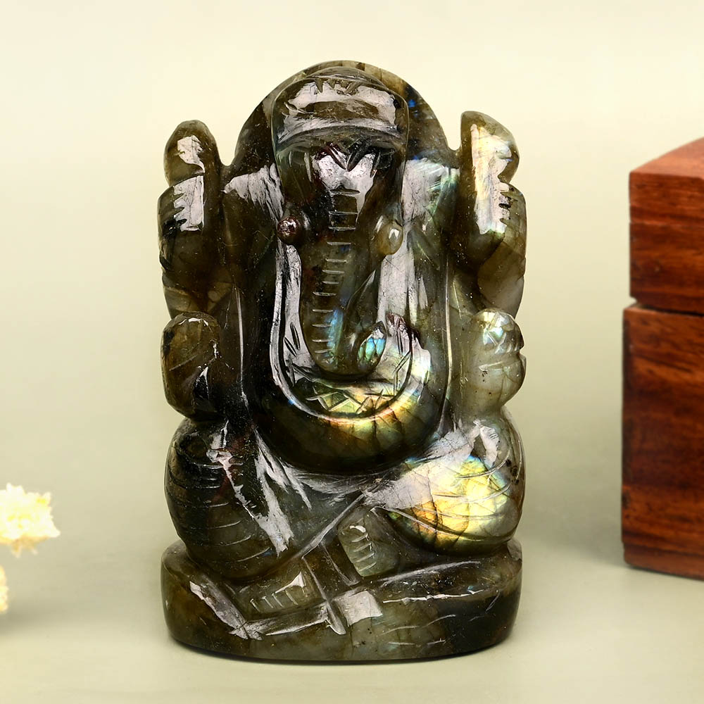 Labradorite Ganesha Idol - 139 gms