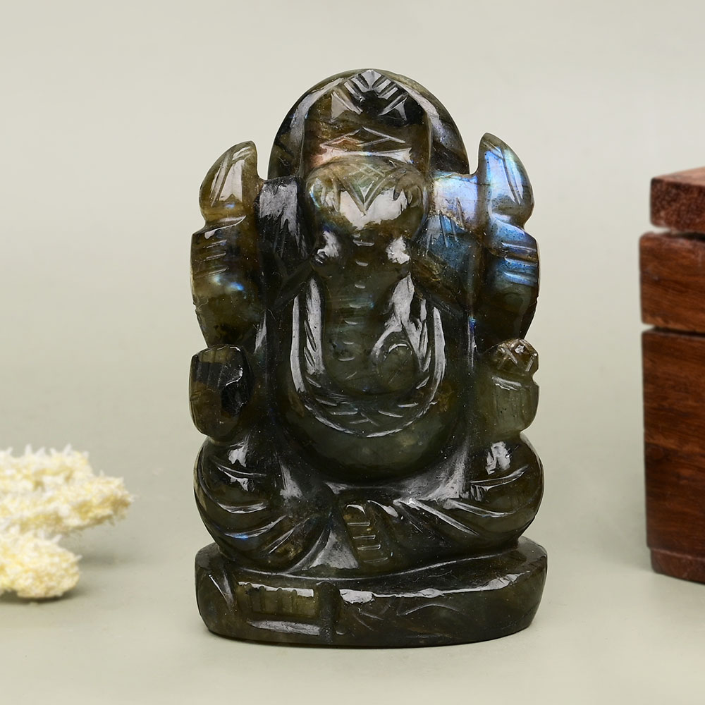 Labradorite Ganesha Idol - 147 gms