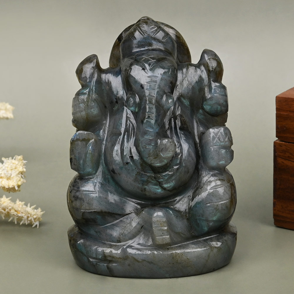 Labradorite Ganesha Idol - 329 gms