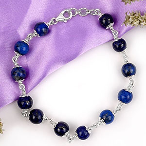 Lapis Lazuli in Pure Silver Flower Caps