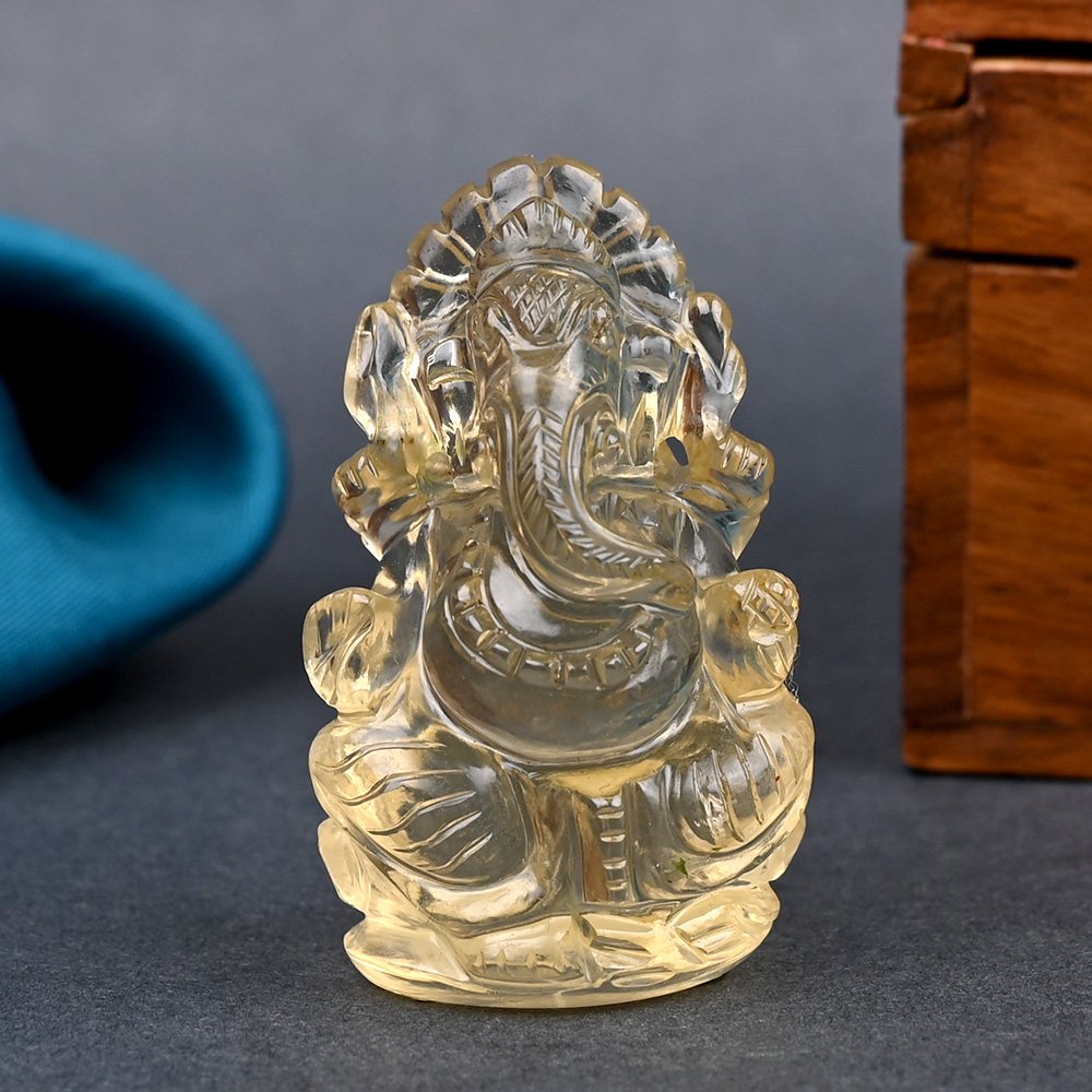 Lemon Topaz Ganesh Idol - 191 Carat