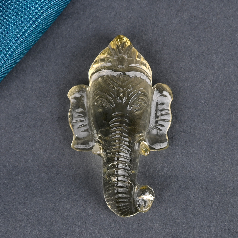 Lemon Topaz Ganesha Face - 72.25 Carat