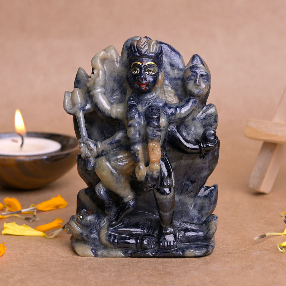 Mahakali Blue Sapphire Gemstone Idol