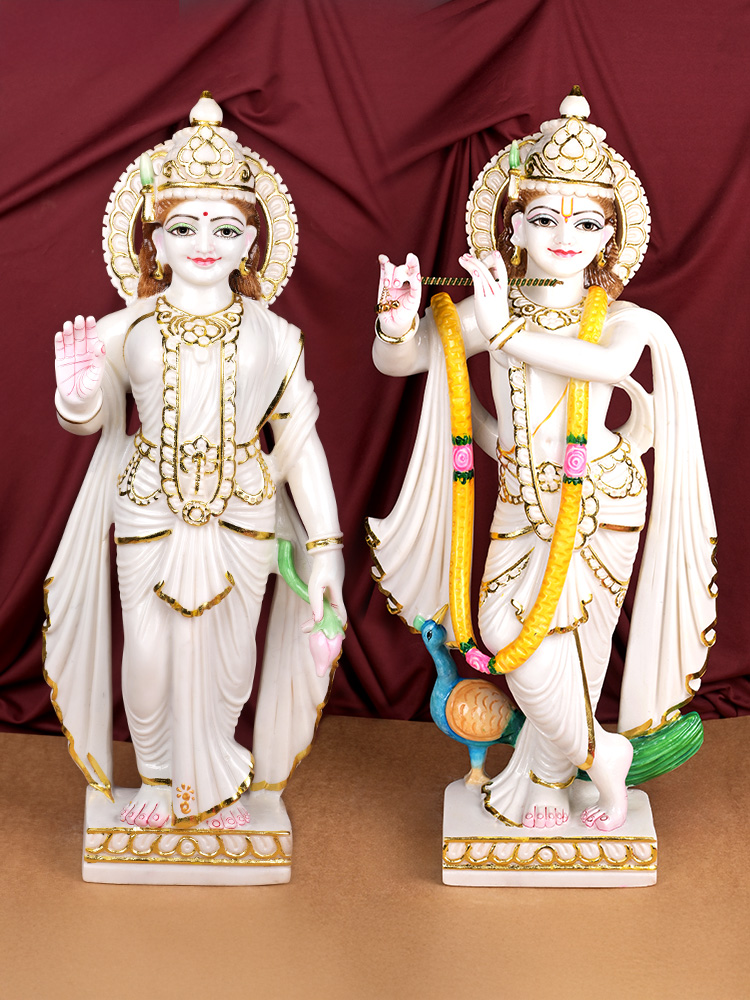 Buy Radha Krishna Makrana Marble Idol from Rudra Centre (Rudraksha Ratna) at reasonable prices.