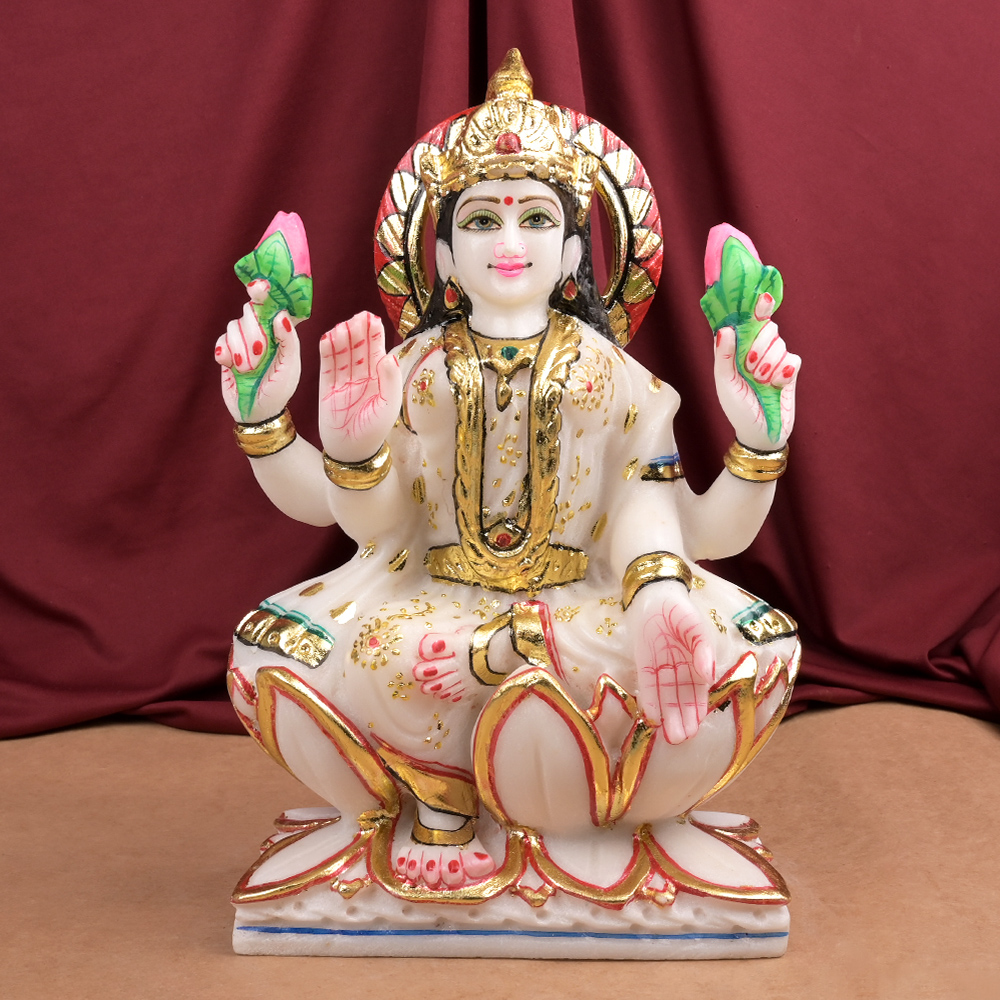 Buy Goddess Laxmi Makrana Marble Idol from Rudra Centre (Rudraksha Ratna) at reasonable prices.