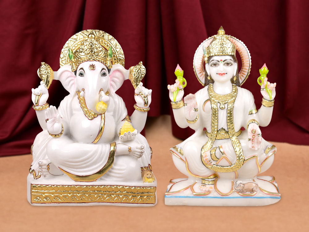 Buy Lakshmi Ganesh Makrana Marble Idol from Rudra Centre (Rudraksha Ratna) at reasonable prices.