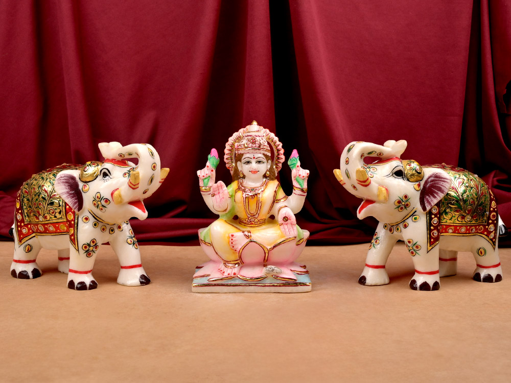 Buy Gaja Lakshmi Makrana Marble Idol from Rudra Centre (Rudraksha Ratna) at reasonable prices.