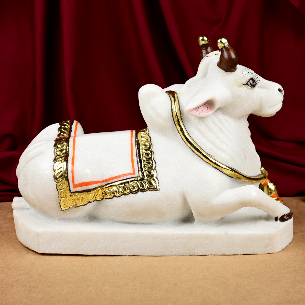 Buy Nandi Shiva Vahan Makrana Marble Idol from Rudra Centre (Rudraksha Ratna) at reasonable prices.
