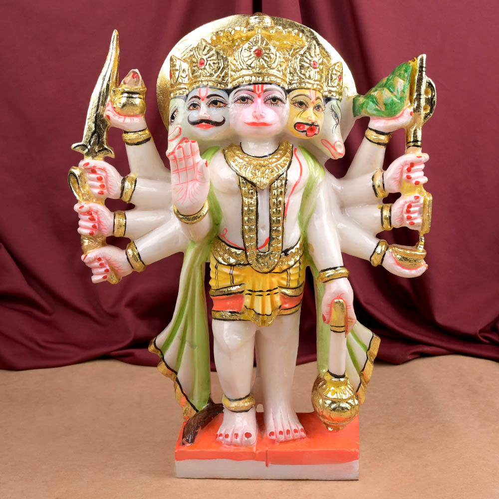 Buy Panchmukhi Hanuman Makrana Marble Idol from Rudra Centre (Rudraksha Ratna) at reasonable prices.