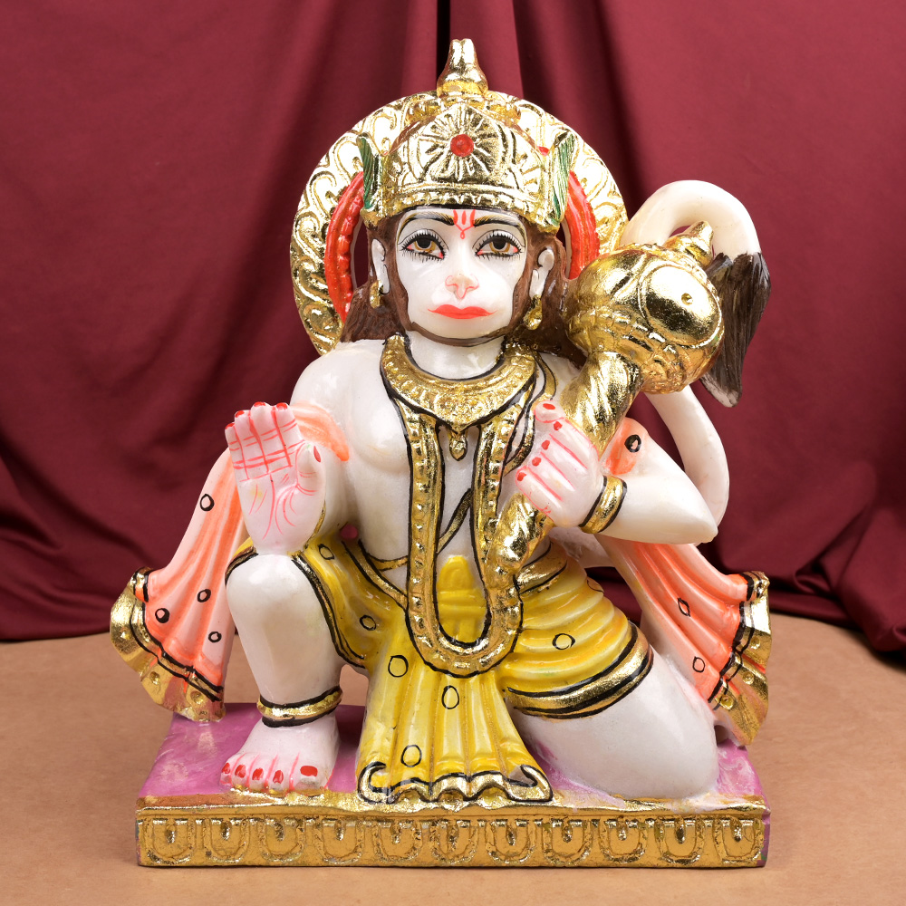 Buy Blessing Hanuman Makrana Marble Idol from Rudra Centre (Rudraksha Ratna) at reasonable prices.