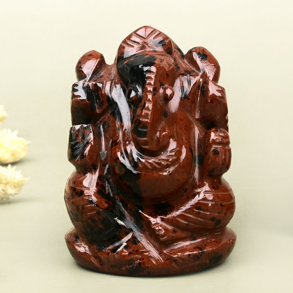 Mahogany Obsidian Ganesha Idol - 71 gms
