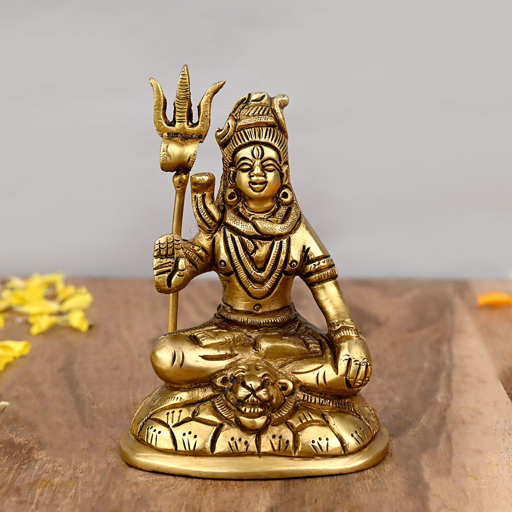 Meditating Shiva Sitting Pose Brass Idol