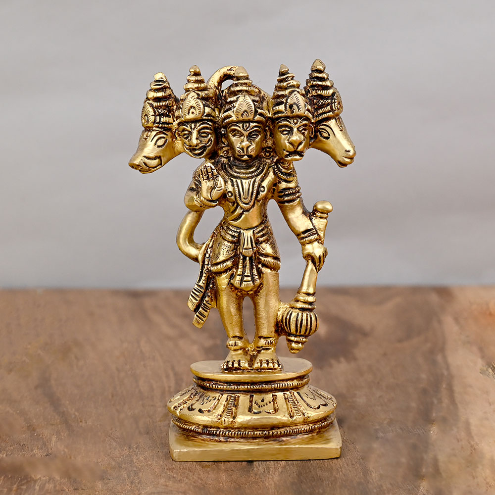Panchmukhi Hanuman Brass Idol in Standing Pose