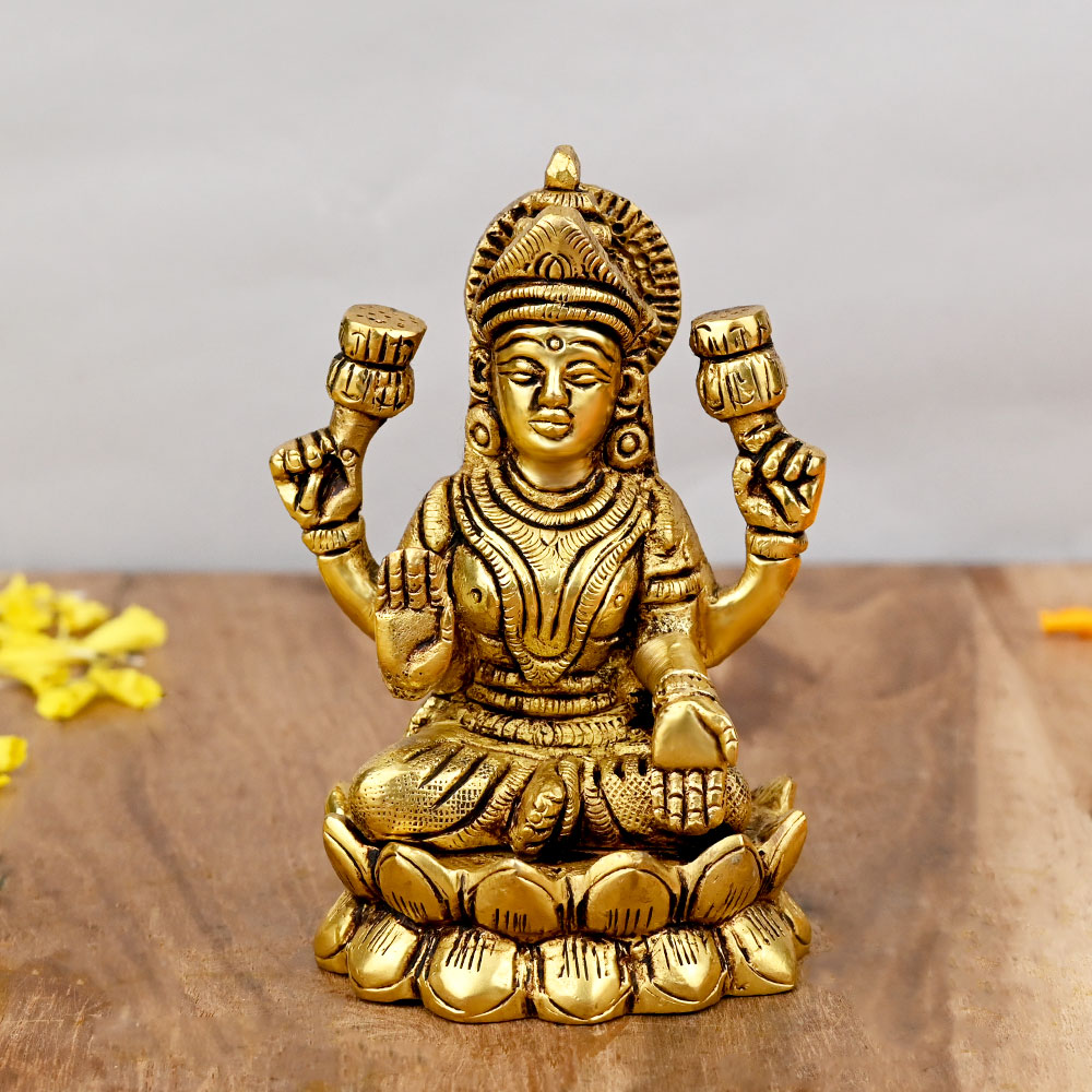 Chaturbhuj Goddess Lakshmi Brass Idol