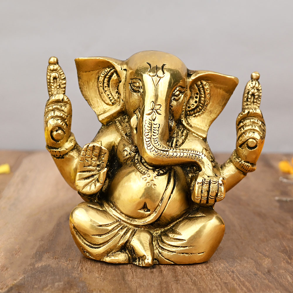 Vignaharta Ganesha Brass Murti